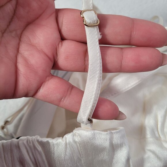 Zara Women's Cream Satin Triangle Bralette Crop Top Size Small - Picture 3 of 8